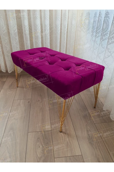 Modern Dilim Puf Ayakucu Puf Gold Metal Ayak (100*45)
