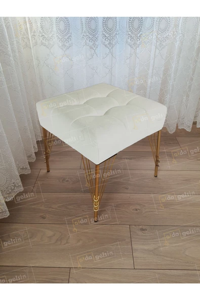 Modern Dilim Puf Ayakucu Puf Gold Metal Ayak (45*45)
