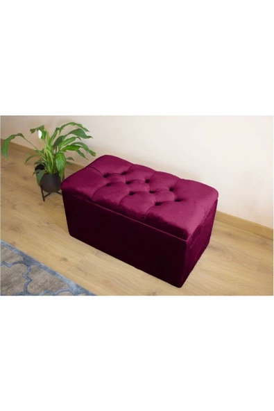 Lüks Sandıklı Kapitoneli Puf 80 cm