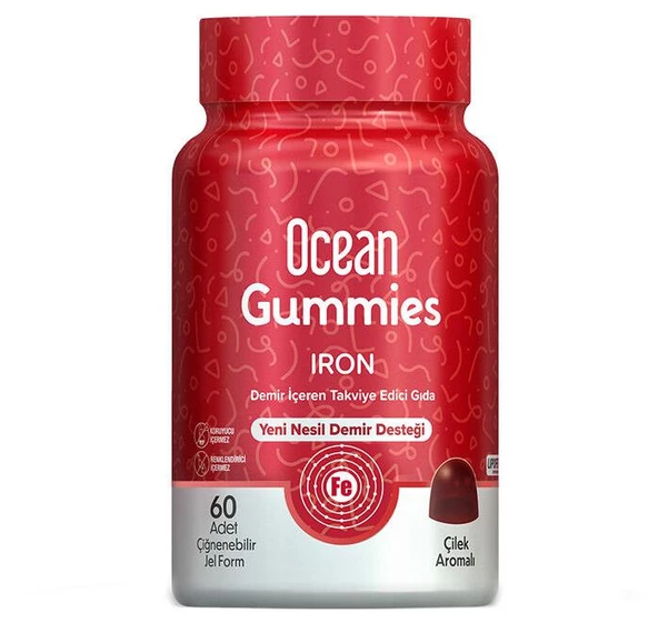 Orzax Ocean Gummies Iron Çiğnenebilir Jel Form 60 Adet