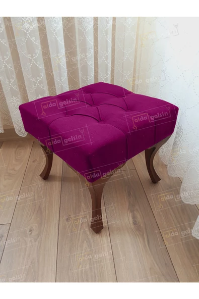 Kapitoneli Makyaj Pufu Ayak Ucu Puf Ceviz Ayak (45*45) ürün görseli 1