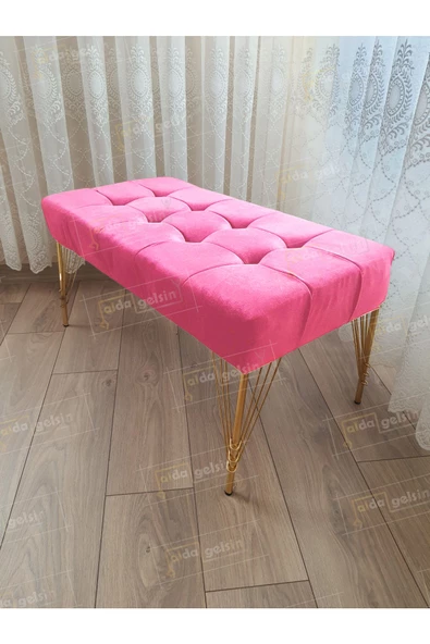 Modern Dilim Puf Ayakucu Puf Gold Metal Ayak (100*45)