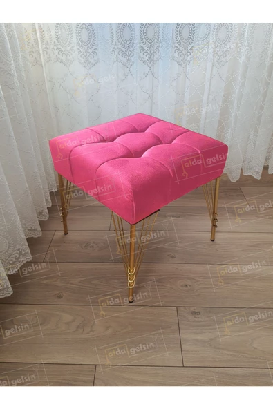 Modern Dilim Puf Ayakucu Puf Gold Metal Ayak (45*45)
