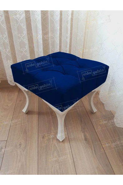 Kapitoneli Makyaj Pufu Ayak Ucu Puf Beyaz Ayak (45*45) ürün görseli 1