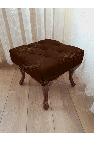 Kapitoneli Makyaj Pufu Ayak Ucu Puf Ceviz Ayak (45*45) ürün görseli 1