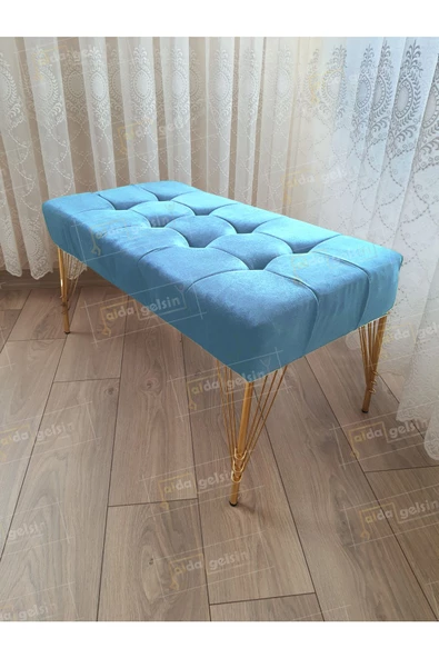 Modern Dilim Puf Ayakucu Puf Gold Metal Ayak (100*45)
