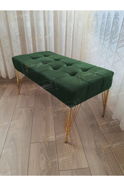 Modern Dilim Puf Ayakucu Puf Gold Metal Ayak (100*45) ürün görseli 1