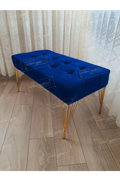 Modern Dilim Puf Ayakucu Puf Gold Metal Ayak (90*45)