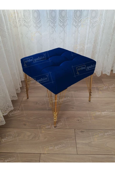 Modern Dilim Puf Ayakucu Puf Gold Metal Ayak (45*45)