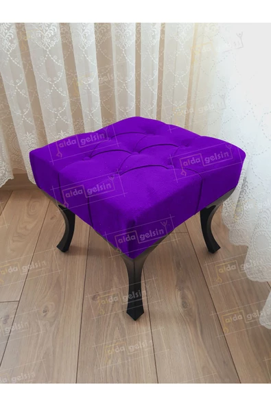 Kapitoneli Makyaj Pufu Ayak Ucu Puf Siyah Ayak (45*45) ürün görseli 1