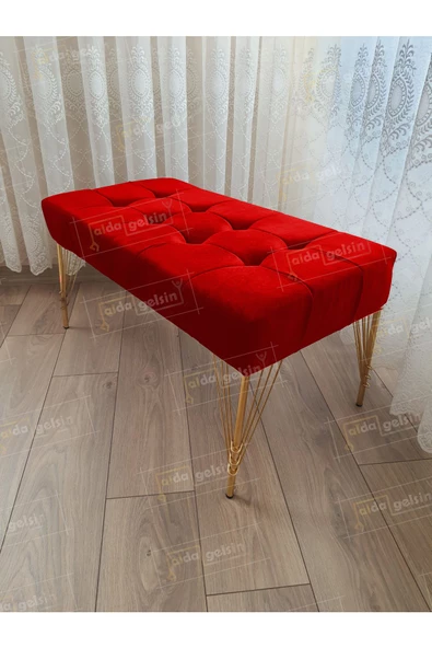 Modern Dilim Puf Ayakucu Puf Gold Metal Ayak (100*45) ürün görseli