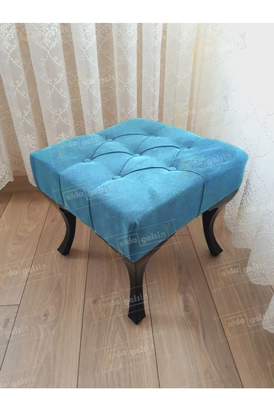 Kapitoneli Makyaj Pufu Ayak Ucu Puf Siyah Ayak (45*45) ürün görseli 1