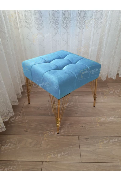 Modern Dilim Puf Ayakucu Puf Gold Metal Ayak (45*45)