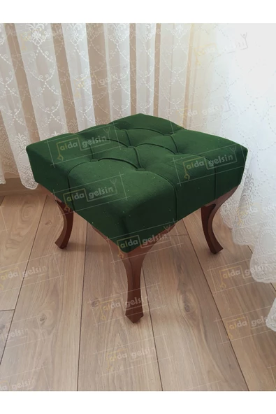 Kapitoneli Makyaj Pufu Ayak Ucu Puf Ceviz Ayak (45*45) ürün görseli 1