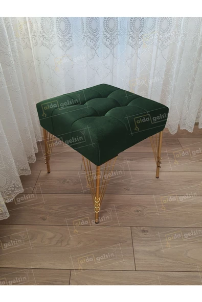 Modern Dilim Puf Ayakucu Puf Gold Metal Ayak (45*45)