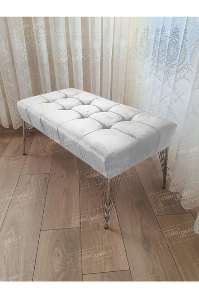 Modern Dilim Puf Ayakucu Puf Gümüş Metal Ayak (100*45) ürün görseli 1