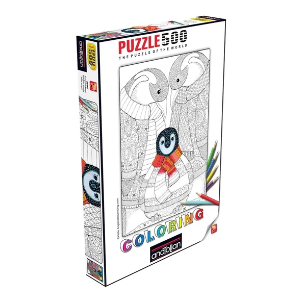 Anatolian 500 Parça Puzzle Boyanabilir Penguen Ailesi Anatolion Penguen Yapboz