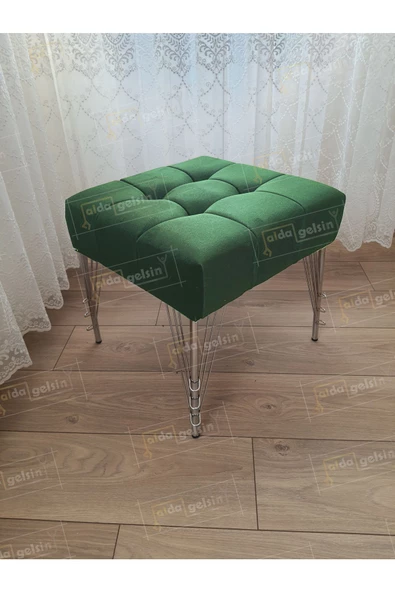 Modern Dilim Puf Ayakucu Puf Gümüş Metal Ayak (45*45) ürün görseli 1