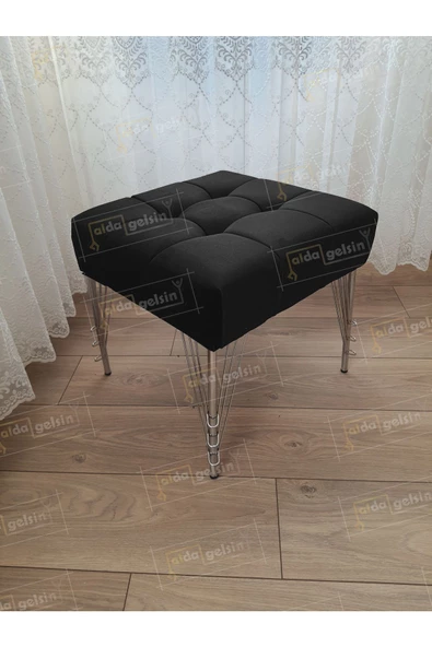 Modern Dilim Puf Ayakucu Puf Gümüş Metal Ayak (45*45) - 1