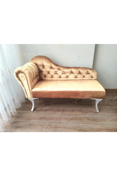 Dekoratif Bihter Koltuk Josefin  Puf 120 cm Beyaz Ayak