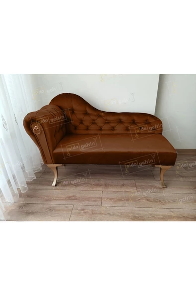 Dekoratif Bihter Koltuk Josefin Puf 130 cm Gold Ayak ürün görseli 1