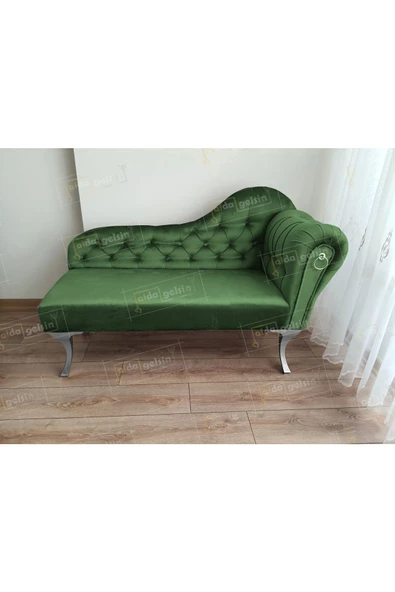 Ters Kol Dekoratif Bihter Koltuk Josefin Puf 110 cm Gümüş Ayak