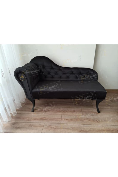 Dekoratif Bihter Koltuk Josefin Puf 130 cm  Siyah Ayak