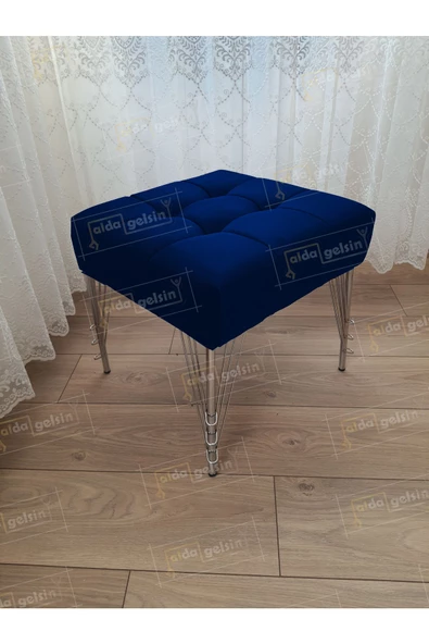 Modern Dilim Puf Ayakucu Puf Gümüş Metal Ayak (45*45) ürün görseli 1