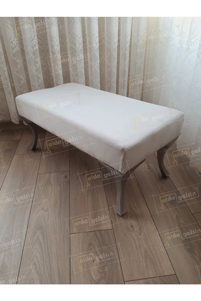 Ayak Ucu Kapı Önü Antre Düz Bench Puf Orta Sehpa Gümüş Ayak ürün görseli 1