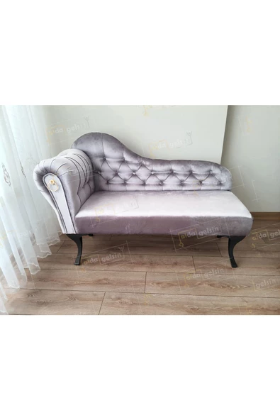 Dekoratif Bihter Koltuk Josefin  Puf 130 cm  Siyah Ayak