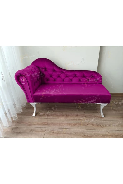 Dekoratif Bihter Koltuk Josefin  Puf 130 cm Beyaz Ayak