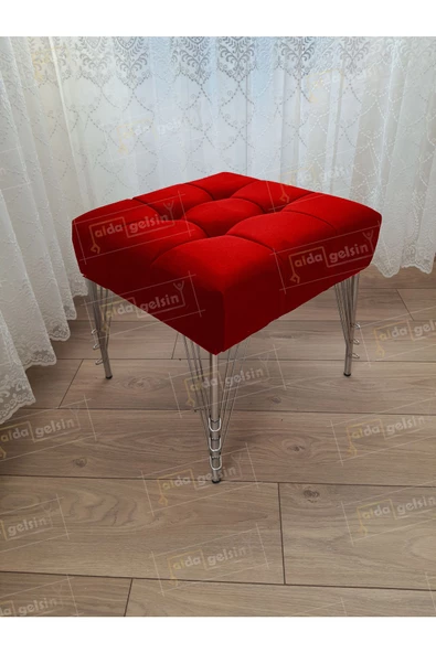 Modern Dilim Puf Ayakucu Puf Gümüş Metal Ayak (45*45) ürün görseli