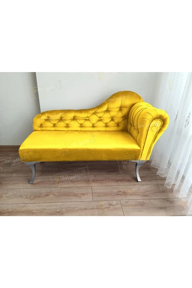 Ters Kol Dekoratif Bihter Koltuk Josefin Puf 110 cm Gümüş Ayak