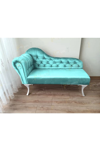 Dekoratif Bihter Koltuk Josefin  Puf 120 cm Beyaz Ayak