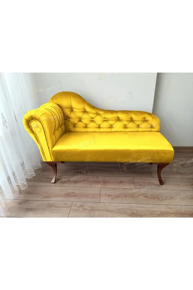 Ters Kol Dekoratif Bihter Koltuk Josefin Puf 110 cm Ceviz Ayak