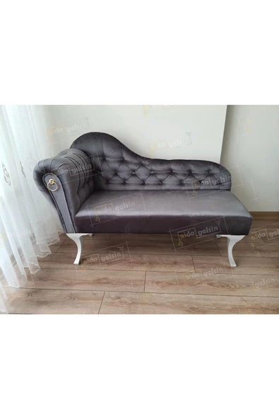 Dekoratif Bihter Koltuk Josefin  Puf 120 cm Beyaz Ayak