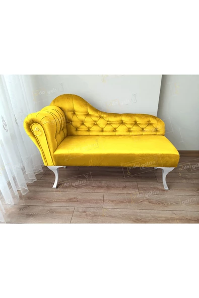 Dekoratif Bihter Koltuk Josefin  Puf 130 cm Beyaz Ayak ürün görseli 1