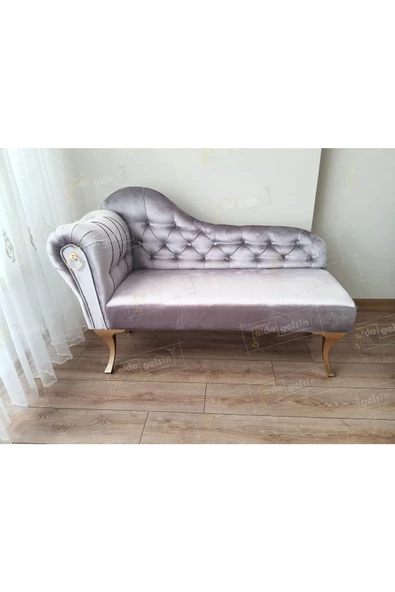 Dekoratif Bihter Koltuk Josefin Puf 130 cm Gold Ayak