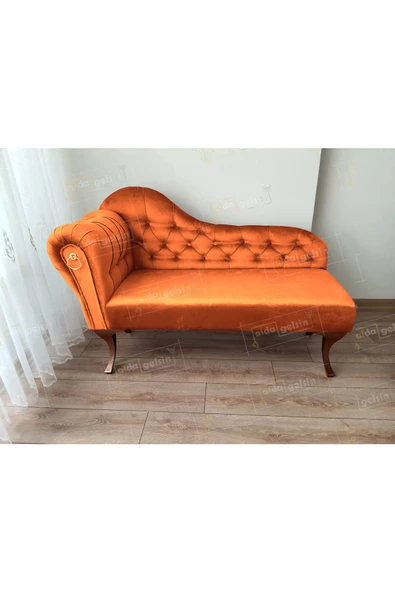 Dekoratif Bihter Koltuk Josefin Puf 130 cm Ceviz Ayak
