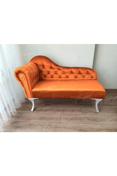Dekoratif Bihter Koltuk Josefin  Puf 120 cm Beyaz Ayak