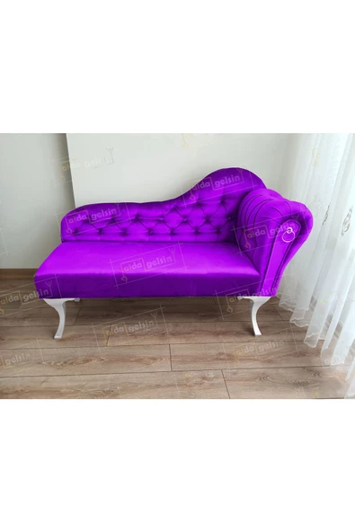 Ters Kol Dekoratif Bihter Koltuk Josefin Puf 130 cm Beyaz Ayak