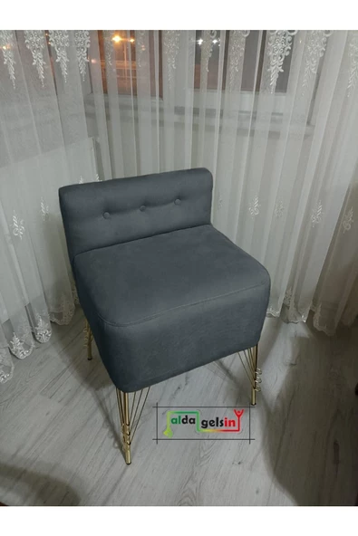 Ultra Lüks Metal Ayak Alda Lokum Puf Gold ürün görseli