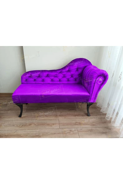 Ters Kol Dekoratif Bihter Koltuk Josefin Puf 120 cm Siyah Ayak