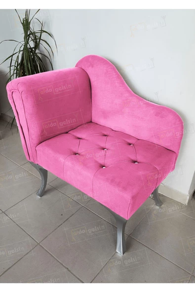 Yeni Model Tekli Köşe Koltuğu Josefin Bench Gümüş Ayak
