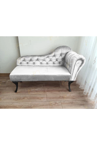 Ters Kol Dekoratif Bihter Koltuk Josefin Puf 130 cm Siyah Ayak ürün görseli 1