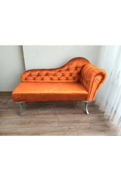 Ters Kol Dekoratif Bihter Koltuk Josefin Puf 120 cm Gümüş Ayak