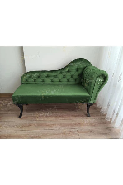 Ters Kol Dekoratif Bihter Koltuk Josefin Puf 120 cm Siyah Ayak