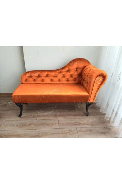 Ters Kol Dekoratif Bihter Koltuk Josefin Puf 120 cm Siyah Ayak