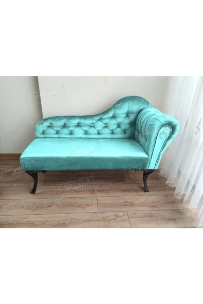 Ters Kol Dekoratif Bihter Koltuk Josefin Puf 120 cm Siyah Ayak