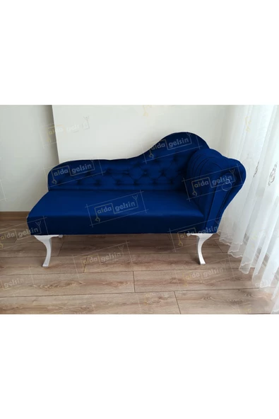 Ters Kol Dekoratif Bihter Koltuk Josefin Puf 120 cm Beyaz Ayak